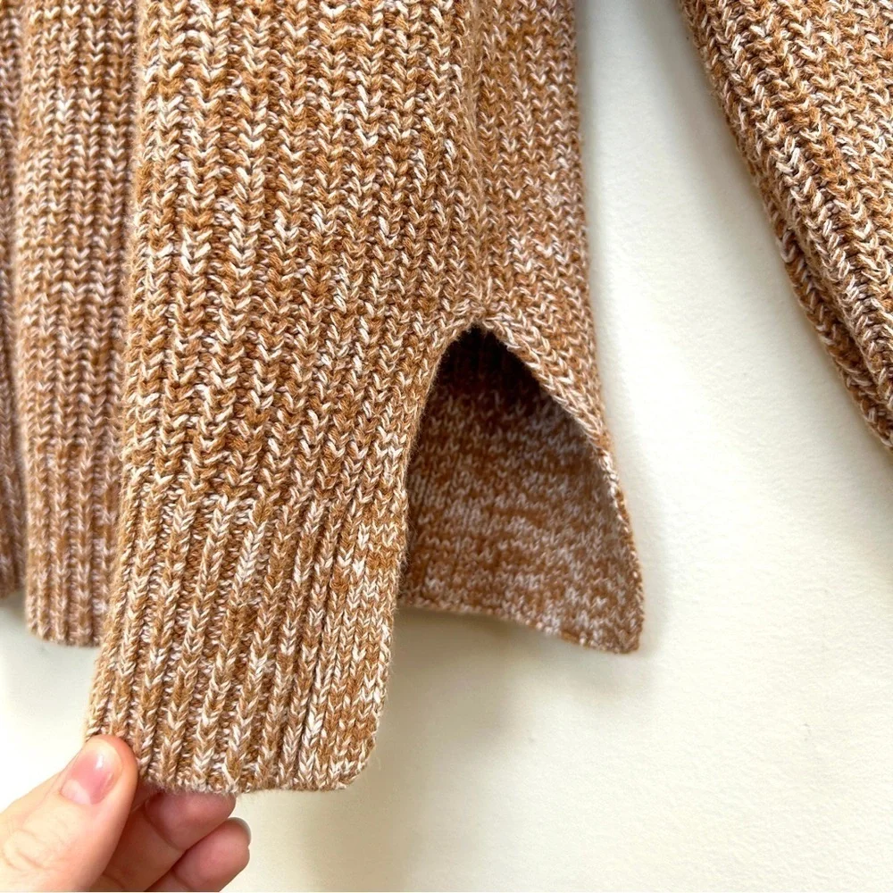 Cupcakes & Cashmere Mock Neck Marled Knit Brown Neutral Sweater, Size Large